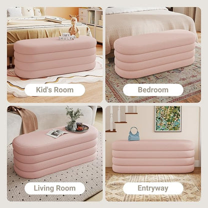 Busaurus Storage Ottoman Bench 49.2 Inch Upholstered Fabric Storage Bench - Image 7
