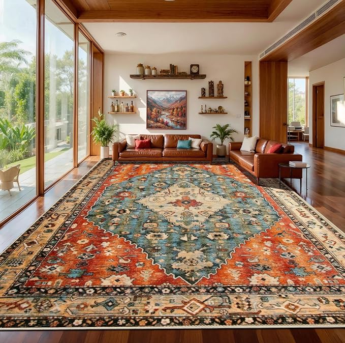 SERISSA 10x12 Washable Non Slip Boho Area Rug by SERISSAHomeDecorCollection