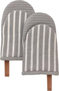 Folkulture Mini Oven Mitts Heat Resistant | (5.75 x9) Set of 2 White Short Oven Mitts with Hanging Loop | 100% Cotton Oven Gloves or Kitchen Mittens | Small Oven Mitt Set or Grey Silicone Oven Mitt