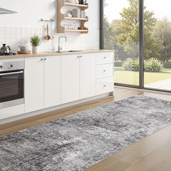 DMOYEST Washable Runner Rug for Hallway: 3x12 Neutral Modern Abstract Low Pile - Image 4