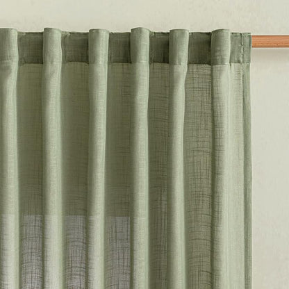 MYSKY HOME Sage Green Sheer Curtains 63 inch Length Semi Sheer Curtains - Image 3