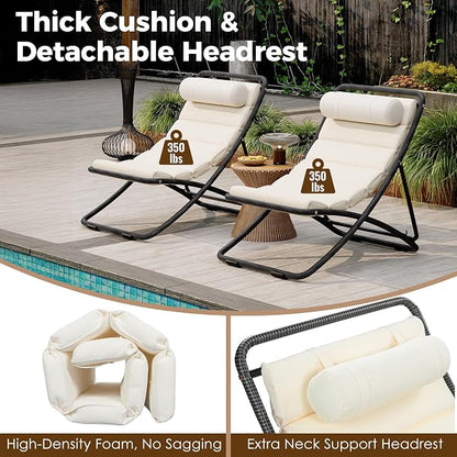 Outdoor Chaise Lounge Chair Set of 2, Patio Chaise Lounge Recliner, Poolside - Image 9