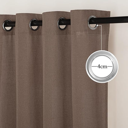 NICETOWN Linen Brown Curtains 84 inch Long, Grommet Privacy Added Thick Flax - Image 2
