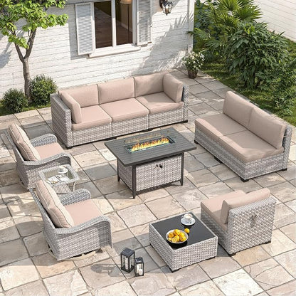 8-Seat Outdoor Wicker Patio Furniture Set by MASIONBACKYARDS