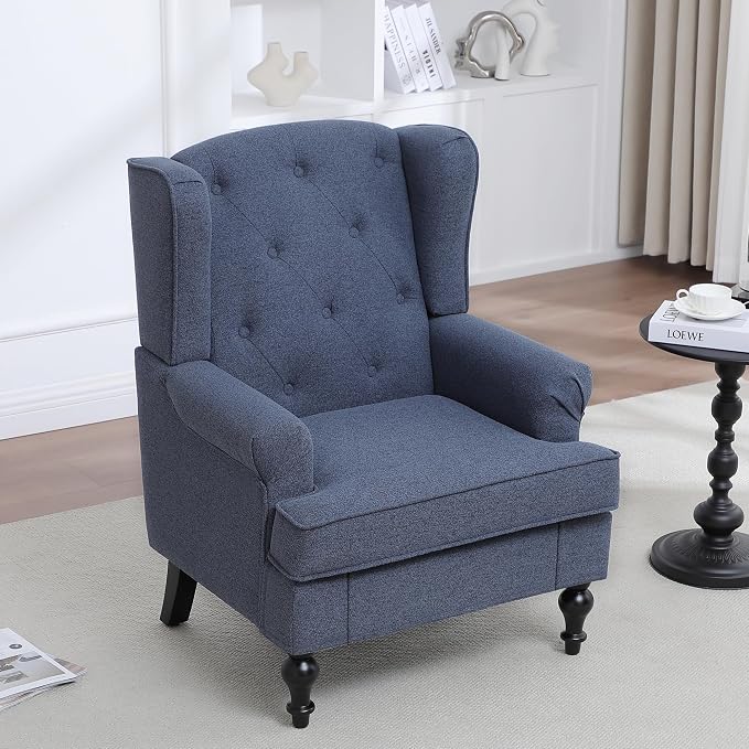 Accent Chair for Living Room, Mid Century Modern Upholstered Armchair, Wingback - Image 3