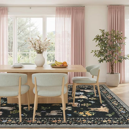 Soalmost Dog 9x12 Area Rugs for Living Room, Washable Animal Soft Rug Black | - Image 4