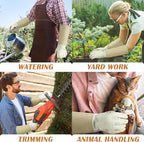 HANDLANDY Pruning Gloves Long for Men & Women, Pigskin Leather Rose Gardening Gloves- Breathable & Durability Gauntlet Gloves