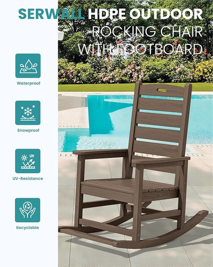 SERWALL Outdoor Rocking Chair, Oversized Rocking Chair - Image 4