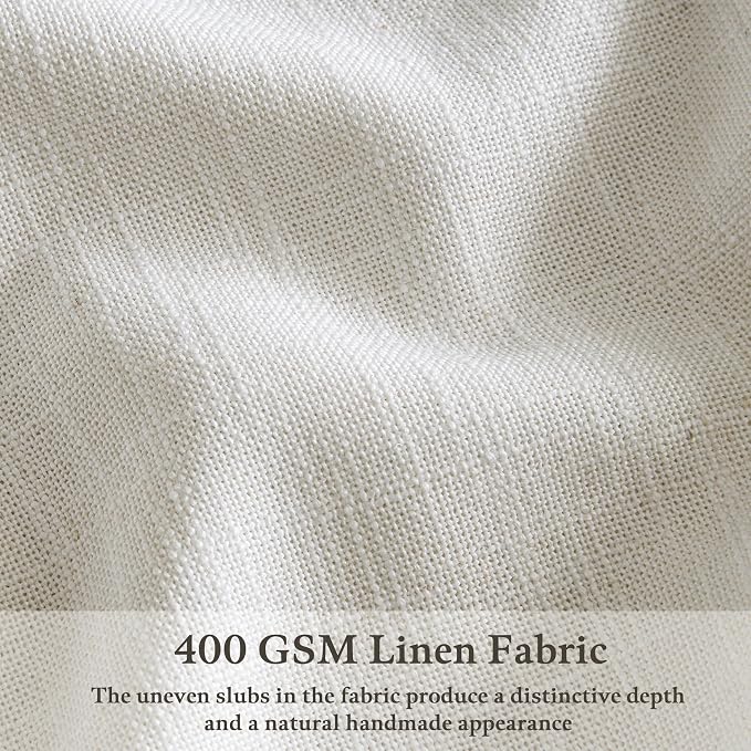 120 Inch Length Semi Sheer Thick Linen Pleat Curtains Ivory Beige White 50W | - Image 3