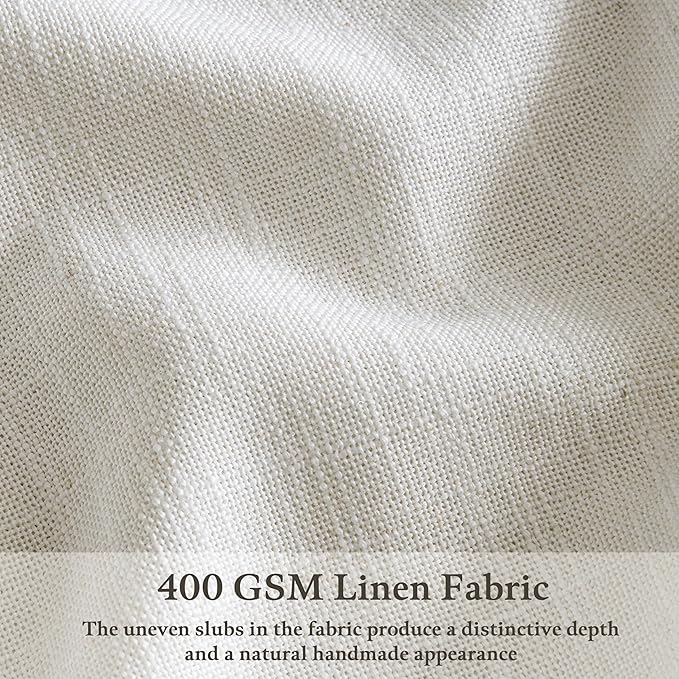 Pinch Pleated 90 Inch Off White Semi Sheer Neutral Linen Curtains 2 Panels | - Image 3