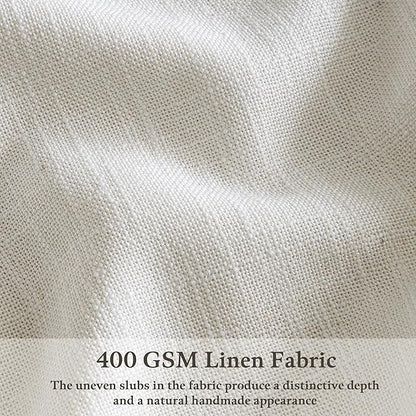 Pinch Pleated 90 Inch Off White Semi Sheer Neutral Linen Curtains 2 Panels | - Image 3