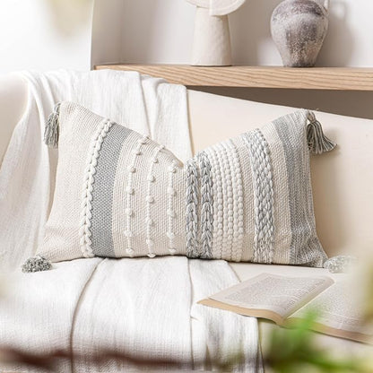 Gray Decorative Lumbar Pillow Cover 14x24, Farmhouse Lumbar Throw Pillow - Image 7