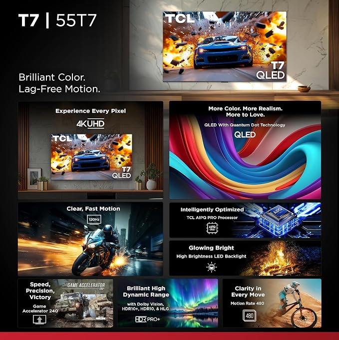 TCL Amazon Exclusive 55 Inch Class T7 Series | 4K QLED HDR Lag-Free Smart - Image 3