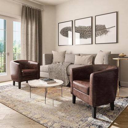 BELLEZE Accent Barrel Chair, Club Tub Sofa Corner Chair - Image 5