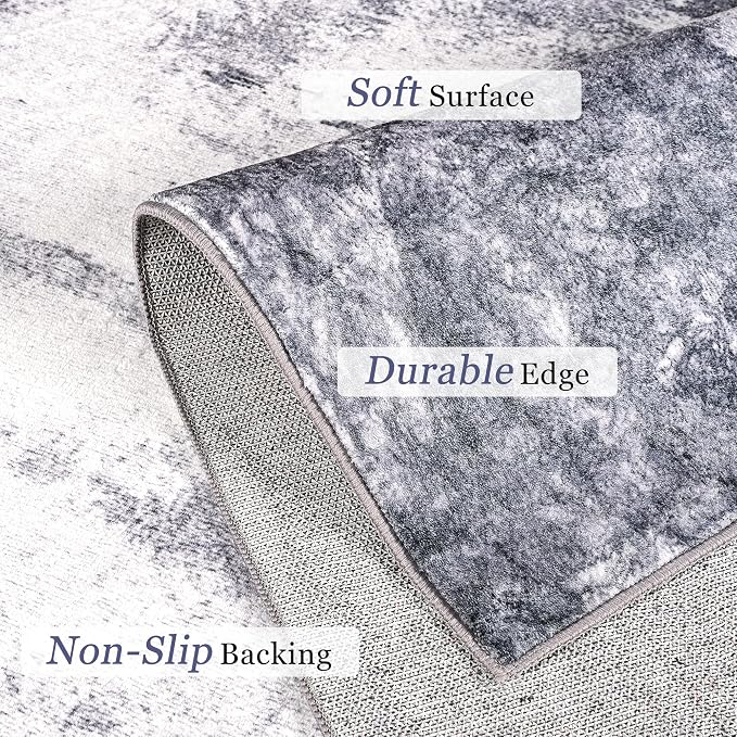 Entrance Rugs Indoor 2x3 Dark Grey Entry Rug Washable Abstract Small Area Rug - Image 5