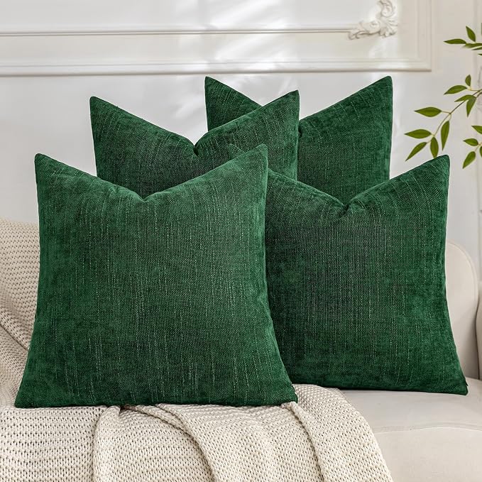 Set of 4 Soft Textured Decorative Throw Pillow Covers 24x24 Inch Cozy Farmhouse by Cozoomy