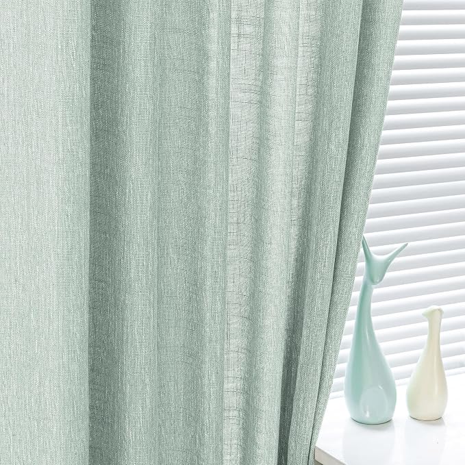 MYSKY HOME 95 Inch Curtains Farmhouse Light Filtering Privacy Curtain Drapes - Image 4