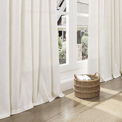 Modern Linen Curtains for Living Room 120 Inches Long Light Filtering Semi - Image 5
