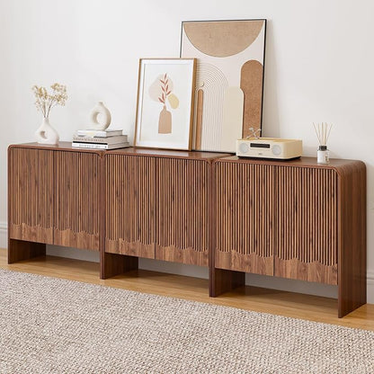 FurSch Fluted Sideboard Buffet Cabinet Set of 2, Mid Century Modern Storage - Image 9