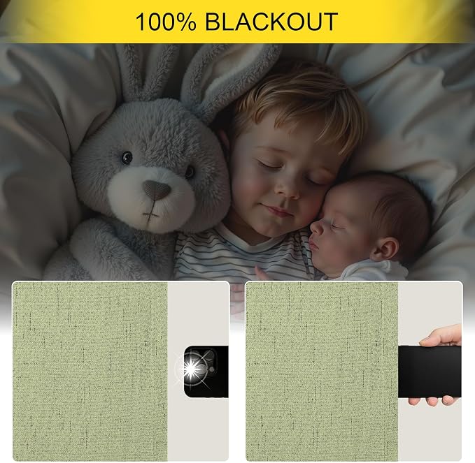 Light Sage Blackout Curtains for Bedroom Aesthetic 54 Inch Long 2 Panel Thermal - Image 4