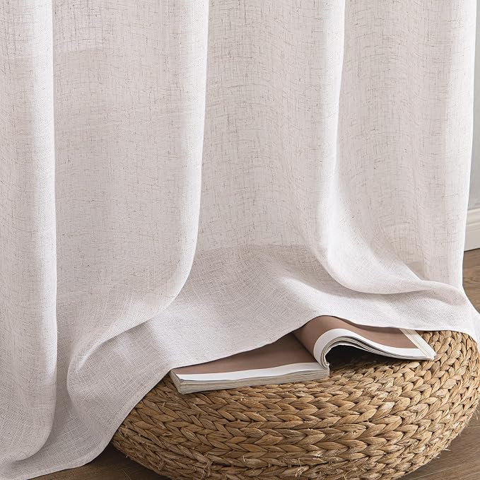MIULEE White Linen Curtains 52x54 Inch Length 2 Panels - Image 7
