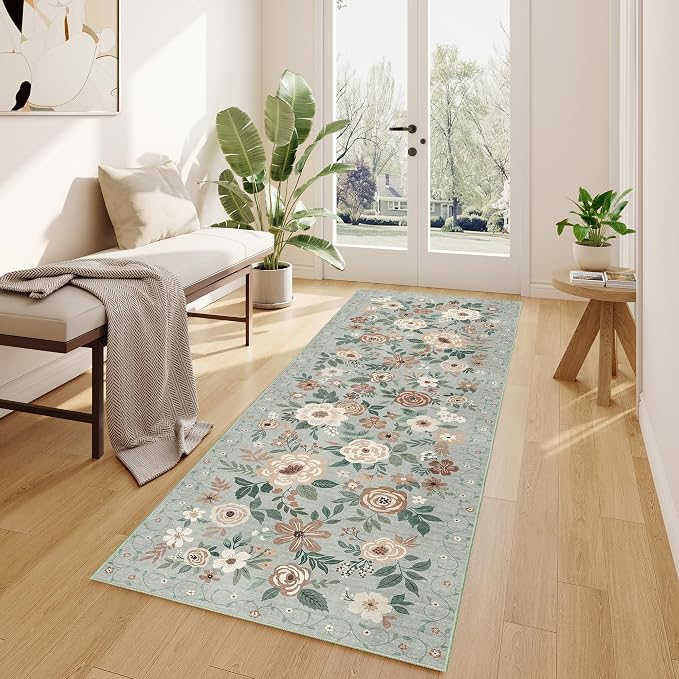 DUKINO 2x6 Runner Rug for Hallway Washable Kitchen Rugs Non Slip Sage Green | - Image 7