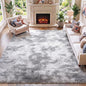 Area Rugs for Living Room Bedroom, 5x8 Fluffy Tie-Dyed Light Grey Shag Rug | by ONASAR
