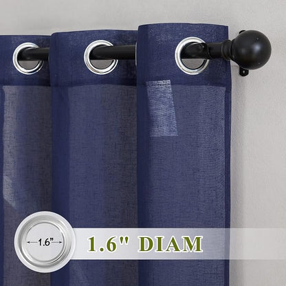 NICETOWN Living Room Curtains 63 inch Length, Grommet Semi Sheer Linen Curtains - Image 2