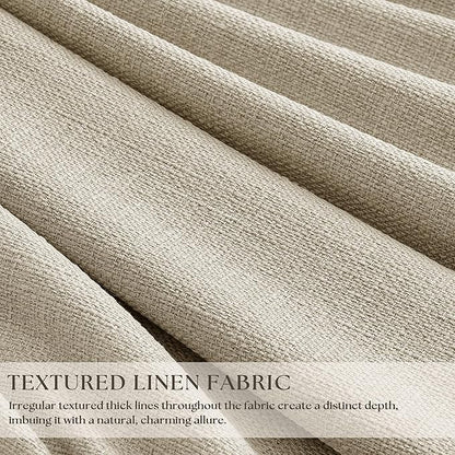 Oatmeal 102 Inch Blackout Linen Pleated Curtains - Image 2