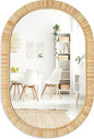 Barnyard Designs Oval Rattan Wall Mirror, Natural Tan Woven Rattan Frame by BarnyardDesigns