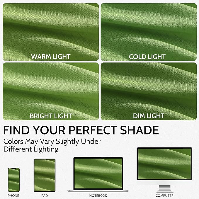 Lime Green Linen Blend Light Filtering Back Tab Curtains 96 Inches Long - Image 4