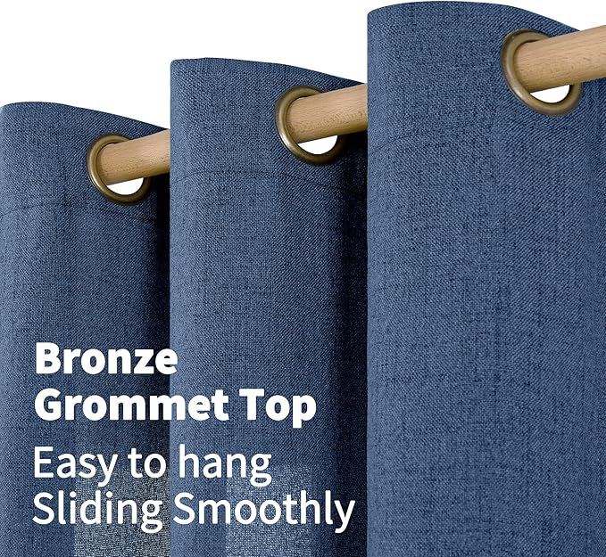 YoungsTex Navy Blue Linen Kitchen Window Curtains 40 Inch Length, Short Light - Image 6