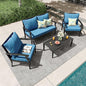 4 Piece Outdoor Patio Furniture Set, Oversized Metal Conversation Set by Unknown