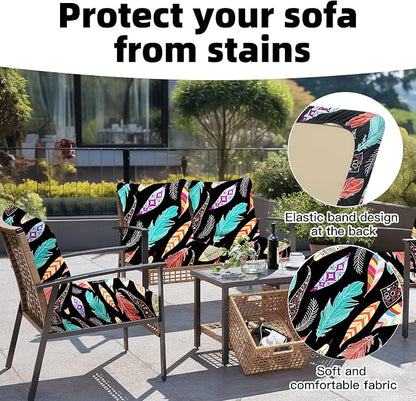 8Pcs Outdoor Cushion Covers, Elastic Patio Cushion Covers | Washable, - Image 4