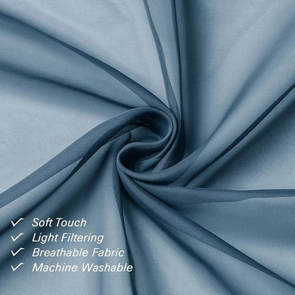 Dusty Blue Sheer Curtains 78 Inches Long 2 Panels, Light Filtering Breathable - Image 2
