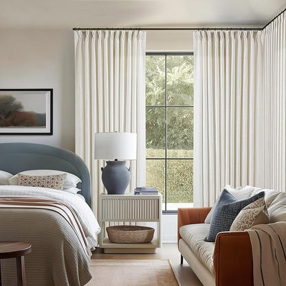 Natural Pinch Pleated Linen Curtain Panels 90 Inches Long 70 Wide | Extra Wide - Image 7