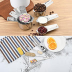 Measuring Cups and Spoons Set, 18/8 Stainless Steel Measuring Cups and Spoons set 17, Metal 7 Metric Measure Cups and 9 Dry Measure Spoons with 1 Leveler for Kitchen & Baking
