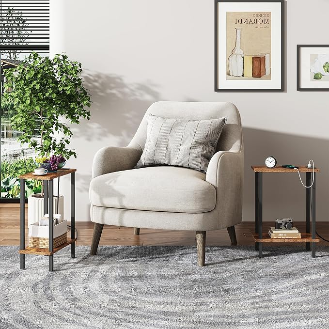 TUTOTAK Small End Table with Charging Station, Narrow Side Table with USB Ports - Image 5