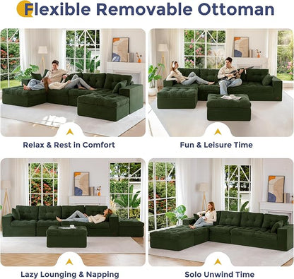 MAXYOYO 132" U Shaped Modular Sectional Sofa - Image 4
