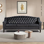 LEVNARY Mid-Century Modern Leather Couch, Chesterfield Sofa Sleeper Settee by LEVNARY