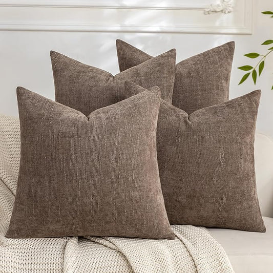Set of 4 Soft Textured Decorative Throw Pillow Covers 20x20 Inch Cozy Farmhouse by Cozoomy