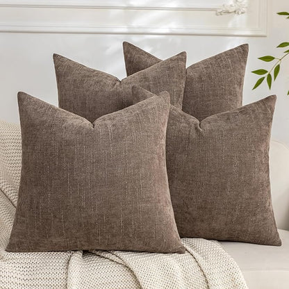 Set of 4 Soft Textured Decorative Throw Pillow Covers 22x22 Inch Cozy Farmhouse by Cozoomy