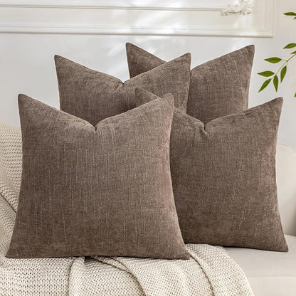 Set of 4 Soft Textured Decorative Throw Pillow Covers 18x18 Inch Cozy Farmhouse by Cozoomy