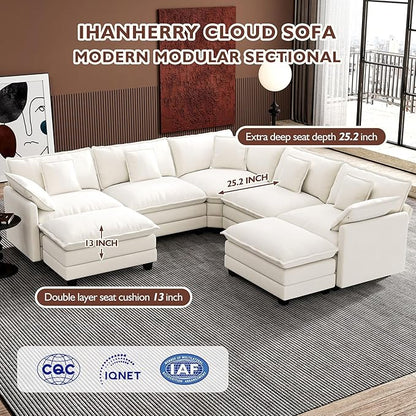 Ihanherry 114" V-Shaped Modern Sofa Modular Sectional Cloud Couch - Image 3