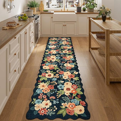 DUKINO 2.6x10 Runner Rug for Hallway, Washable Rug Non Slip, Low Pile, Floral - Image 5