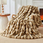 Luxury 1000GSM Rabbit Faux Fur Blanket, Super Warm Cozy Brown Blankets by TOUCHAT