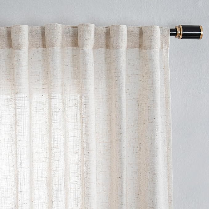 MYSKY HOME Country Curtains for Sliding Glass Door, Back Tab Semi Sheer Curtain - Image 7