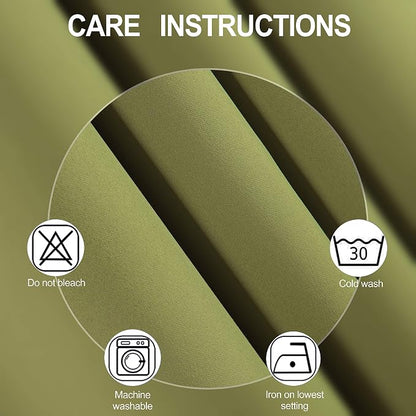 Blackout Curtains 52 x 45 inch/Olive Green Curtains Set of 2 Panels/Thermal - Image 4