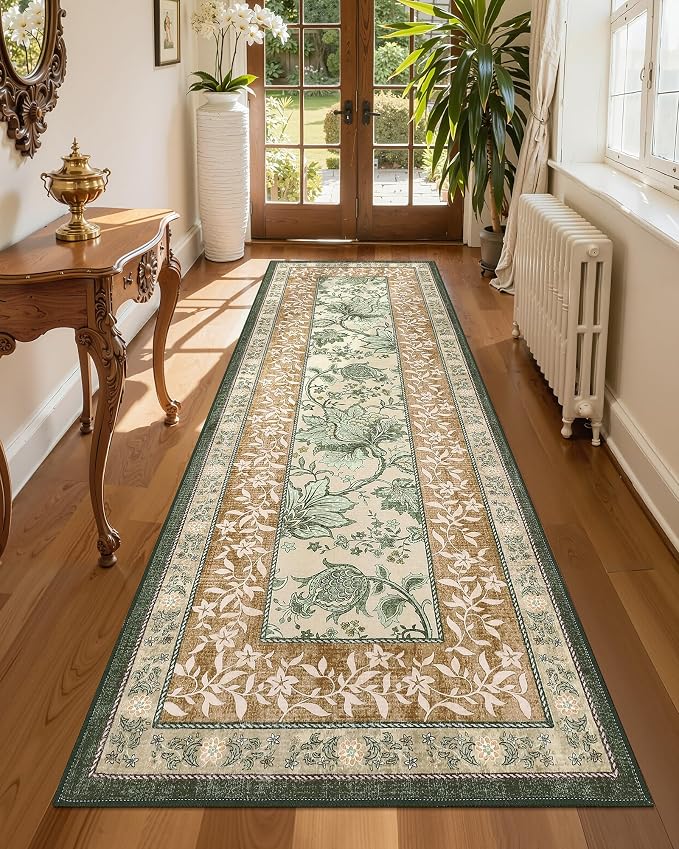 GarveeHome Terracotta Olive Sage Green Area Rugs 9x12 Living Room, Botanical - Image 4