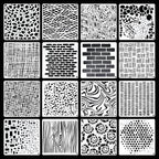 16Pcs Geometric Pattern Stencils for Crafts 6x6 Inch Brick Dot Layering Stencils for Painting on Wood Mixed Media Texture Stencil for Painting on Walls Furniture Fabric Canvas Card Making